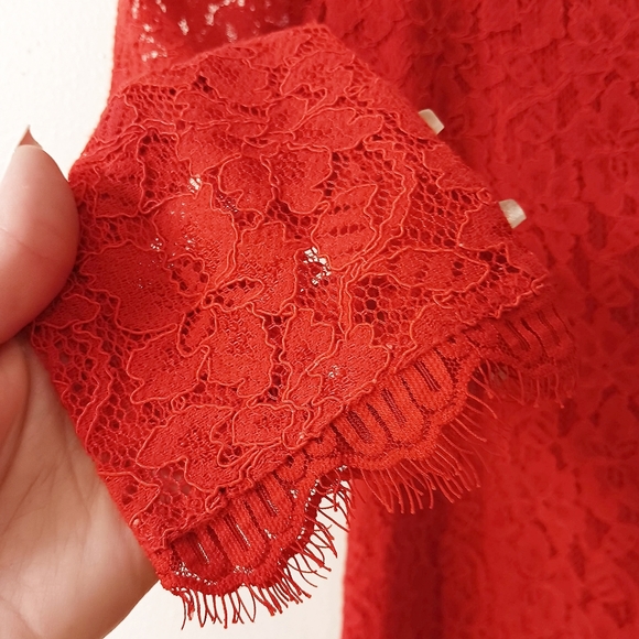 Diane Von Furstenberg Red Lace Dress Size 4 - Picture 6 of 10